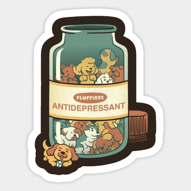 Dogs Antidepressant by Tobe Fonseca Sticker by Tobe_Fonseca